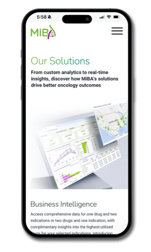 MiBA website mobile design